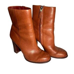Sam Edelman Dark Cognac Leather Heeled Boots Sz 7M